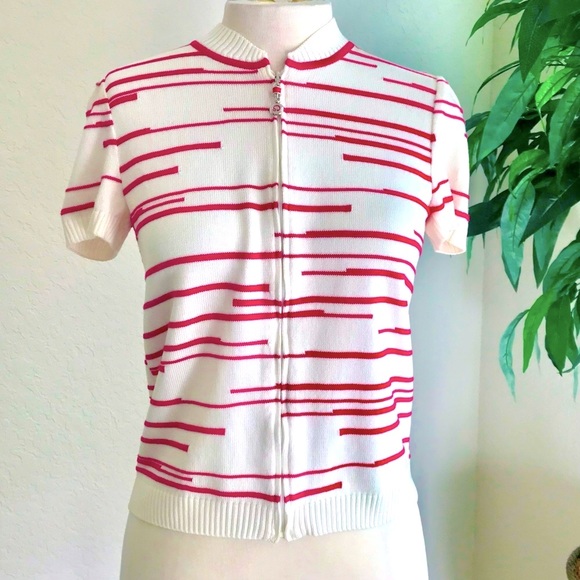 St. John Sport Full Zip Cardigan Sweater Size 2 Petites Santana Knit Hot Pink - Picture 6 of 14